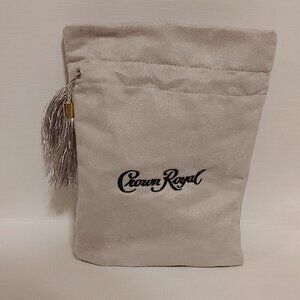 Crown Royal Monarch 75th Anniversary Gray/Silver Faux Suede Drawstring Bag